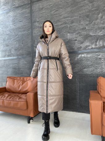 K&ML: Зимнее женское пальто из эко кожи с поясом 4 - фото 10