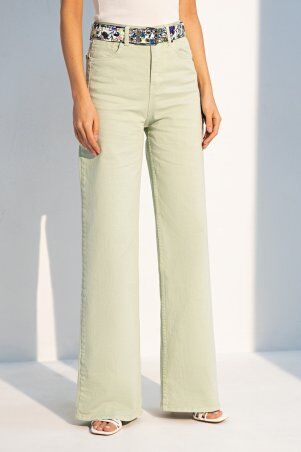 Itelle: Широкие зеленые джинсы Wide leg Стефани 162-5162 - фото 1