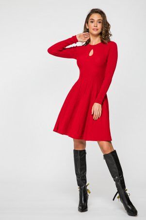 It Elle: Вязаное платье красного цвета Доминика V51133 - фото 4